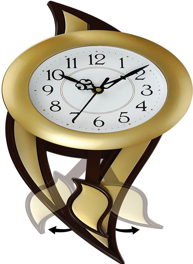 Harbour Plastic Analog Latest Stylish New Models Wall Clock With Pendulum For Home Living Room Hall Bedroom (Size Height 42 CM X Width 17.5 CM)-Parwp (Golden) - Image 5